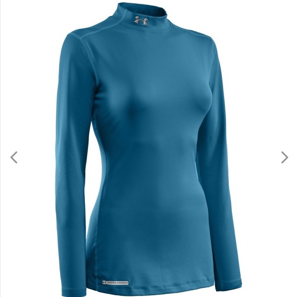Under Armour Tops - Under Armour Coldgear Mock Large Teal Top